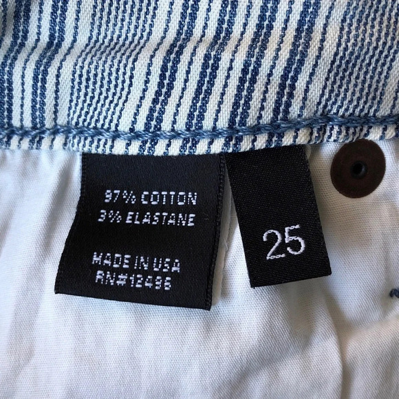 Parker Smith Blue & White Striped Raw Hem Straight Leg Crop Jean Size 25 - Picture 6 of 11